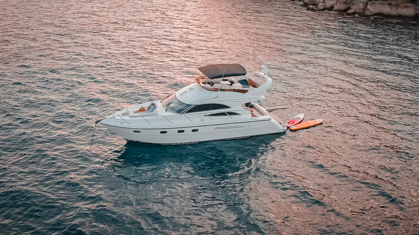 Yacht at sunset on the Aegean