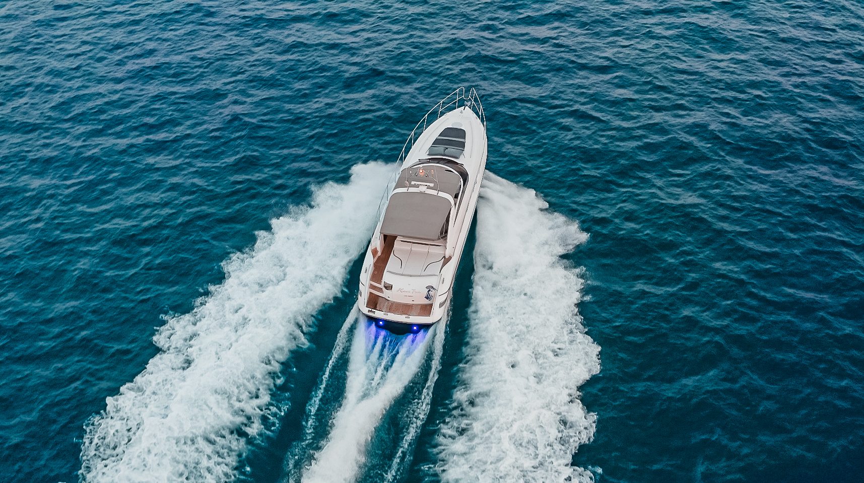Aft sunbeds aerial view